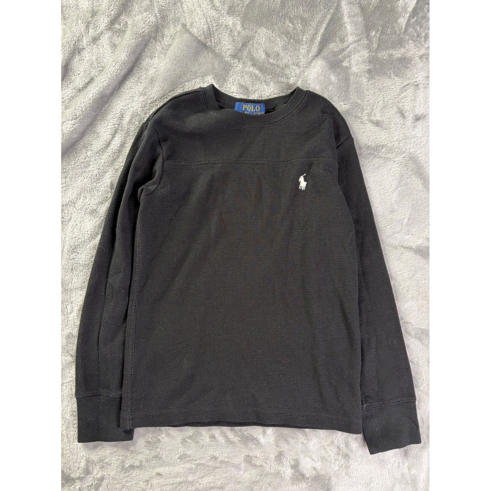 Polo Ralph Lauren Boys Long Sleeve Thermal Knit Shirt Size 8 Black